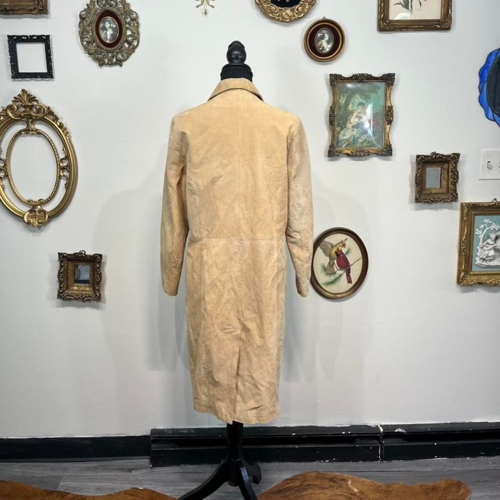 Vintage Y2K Côte Femme Tan Suede Button-Up Midi Coat Minimalist 90s 2000s – S-8 - Picture 3 of 6